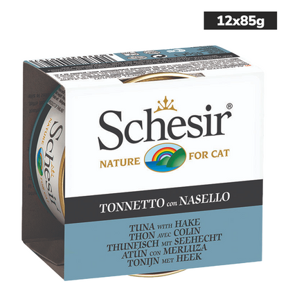 Schesir Tuna Whole Meat with Hake in Jelly Cat Wet Food