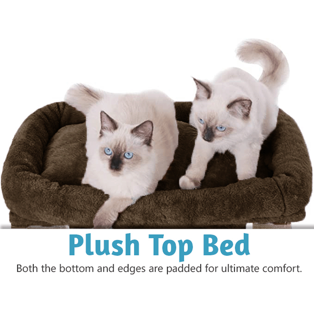 Furrlovers Cat & Kitten Scratching Post Activity Tree with Plush Fur, Jute Rope & Detachable Bed (Brown)