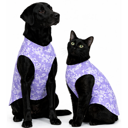 Skatrs Cotton Shirt for Dogs and Cats (Lavender and White)