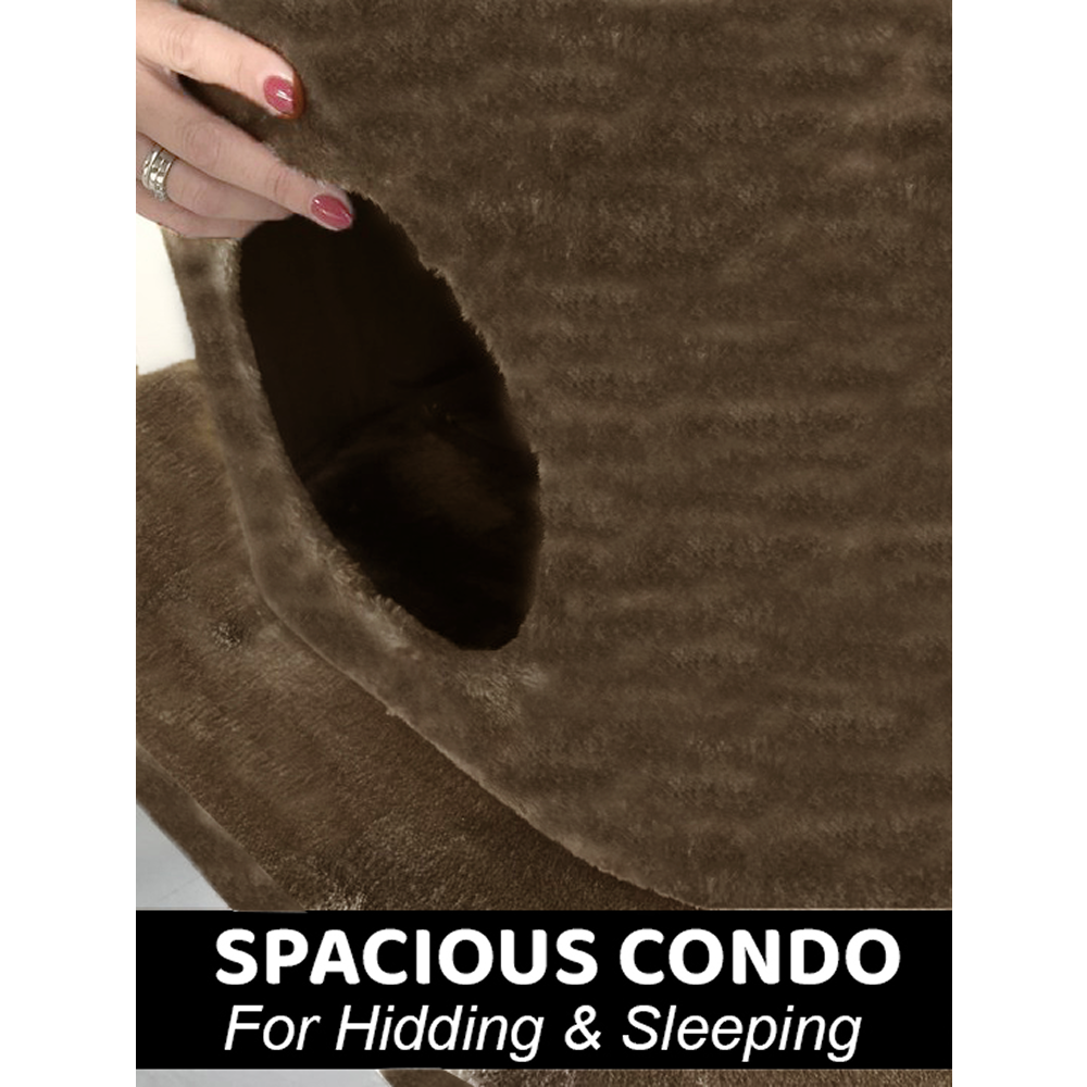 Furrlovers Fur Fabric Cat Tree with Hammocks, Condo & Jute Rope Scratching Posts (Brown)