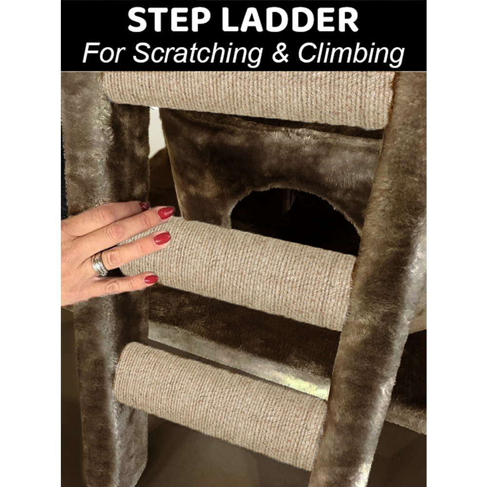 Furrlovers Fur Fabric Cat Tree with Hammocks, Condo & Jute Rope Scratching Posts (Brown)