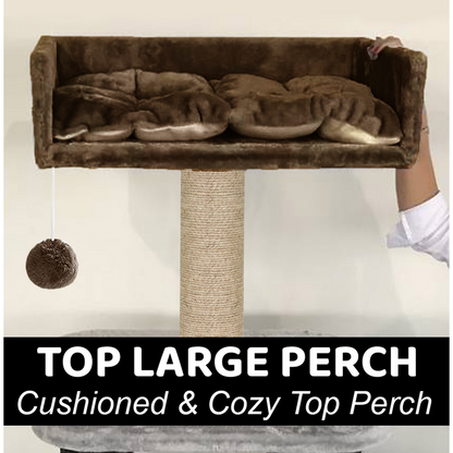 Furrlovers Fur Fabric Cat Tree with Hammocks, Condo & Jute Rope Scratching Posts (Brown)