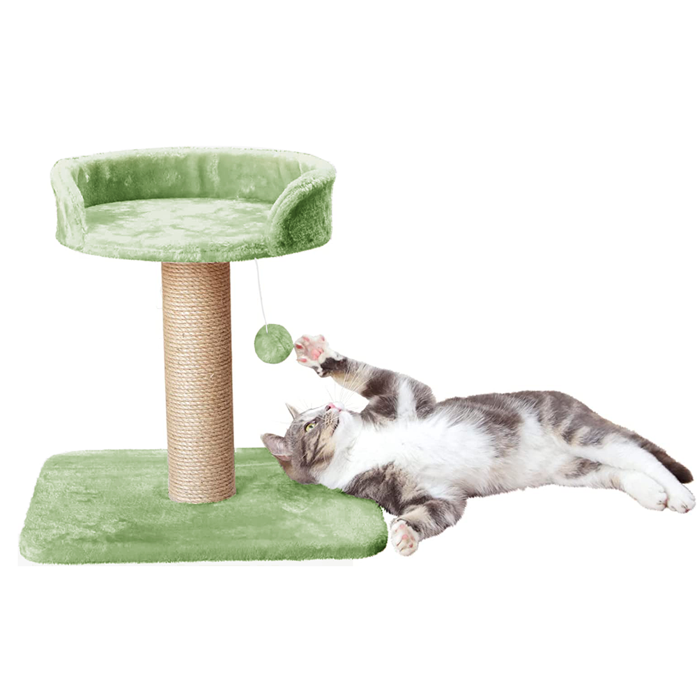 Furrlovers Jute Scratching Posts with Hanging Ball Activity Tree for Cats (Green)