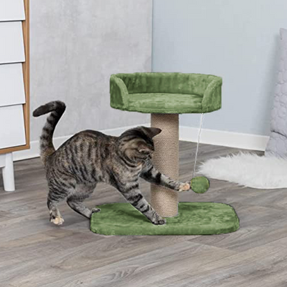 Furrlovers Jute Scratching Posts with Hanging Ball Activity Tree for Cats (Green)