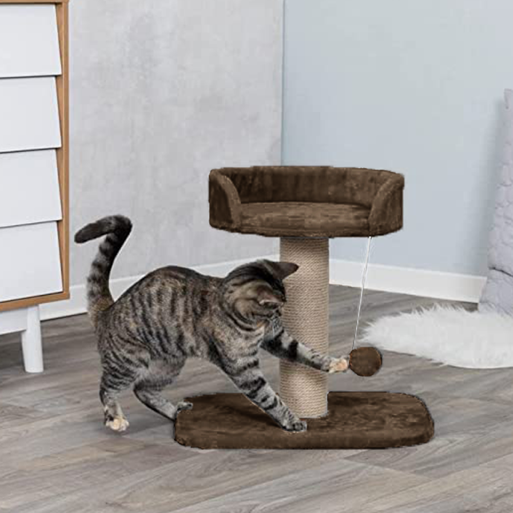 Furrlovers Jute Scratching Posts with Hanging Ball Activity Tree for Cats (Brown)