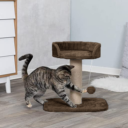 Furrlovers Jute Scratching Posts with Hanging Ball Activity Tree for Cats (Brown)