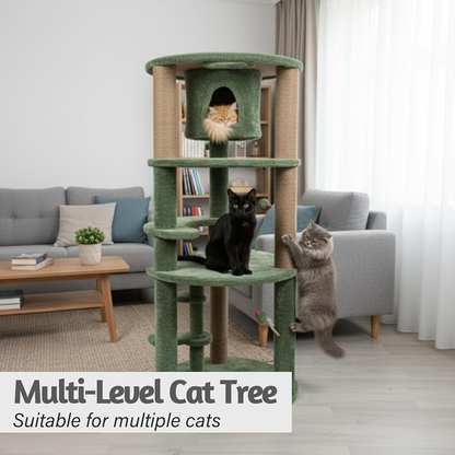 Furrlovers Multi Level Cat Tree with Condo & Jute Scratching Posts (Green)
