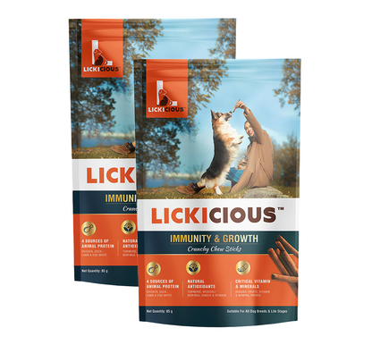 Lickicious Healthy Growth and Immunity Chewy Stick Dog Treats