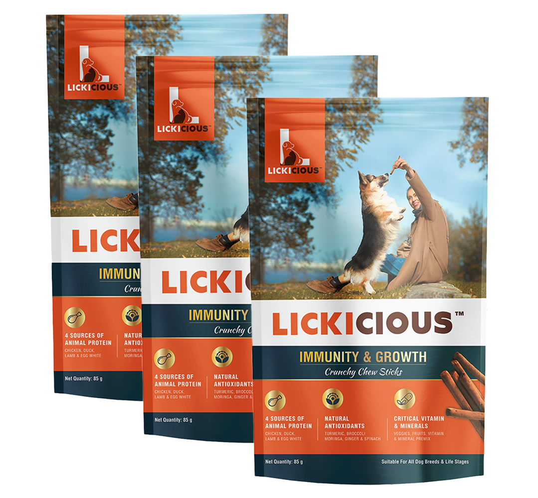 Lickicious Healthy Growth and Immunity Chewy Stick Dog Treats