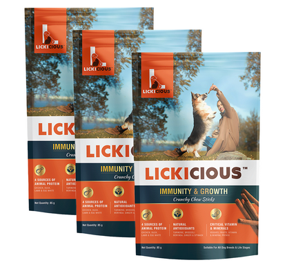 Lickicious Healthy Growth and Immunity Chewy Stick Dog Treats