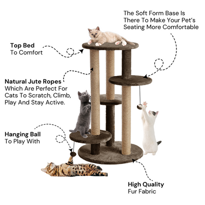 Furrlovers Multi Level Cat Tree with Scratching Posts & Platforms (Brown)