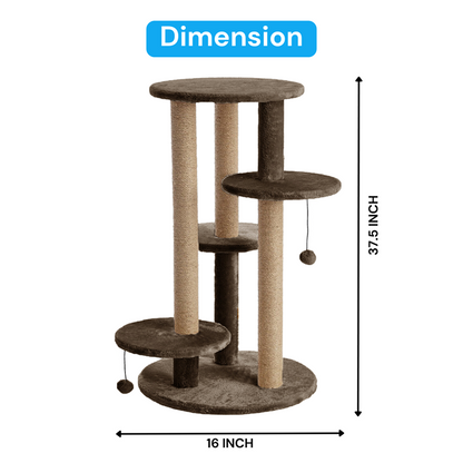 Furrlovers Multi Level Cat Tree with Scratching Posts & Platforms (Brown)
