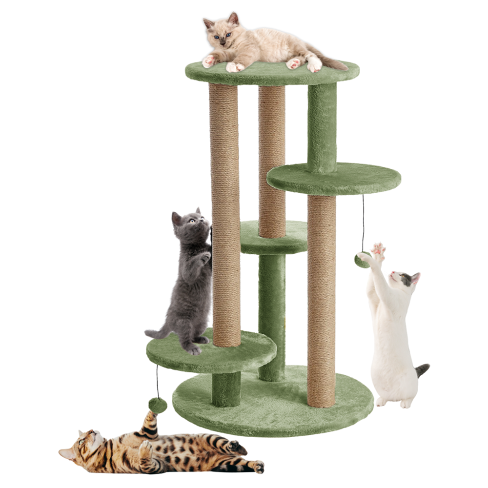 Furrlovers Multi Level Cat Tree with Scratching Posts & Platforms (Green)