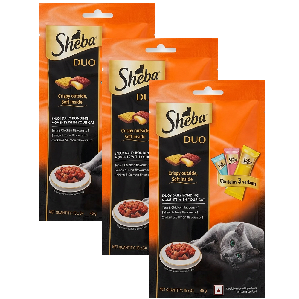Sheba Maguro Pate Wet Food and Duo Tuna & Chicken, Salmon & Tuna, Chicken & Salmon Crunchy Treats Combo for Adult Cat