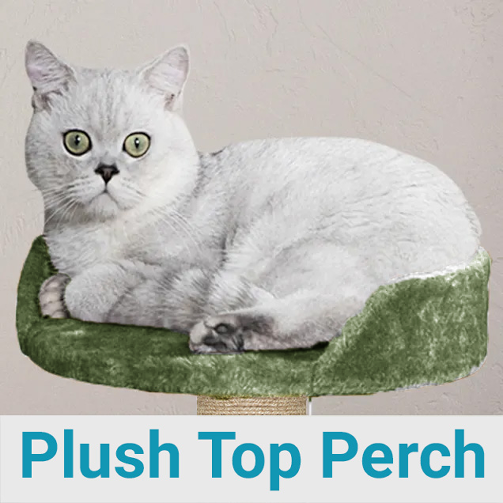 Furrlovers Multi Level Cat Tree with Plush Condo & Jute Scratching Posts (Green)