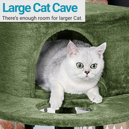 Furrlovers Multi Level Cat Tree with Plush Condo & Jute Scratching Posts (Green)