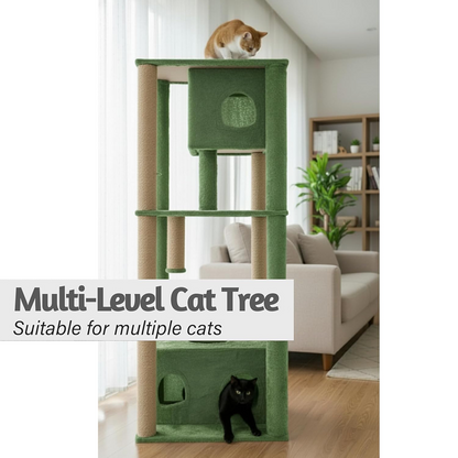 Furrlovers Large Multilevel Cat Tree Tower with Scratching Posts & Condo (Green)