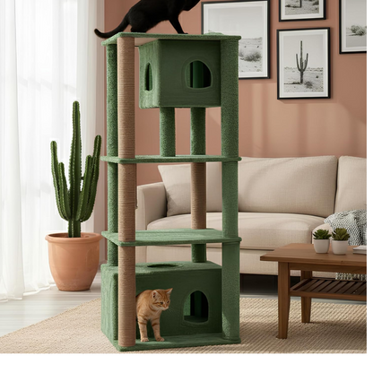 Furrlovers Large Multilevel Cat Tree Tower with Scratching Posts & Condo (Green)
