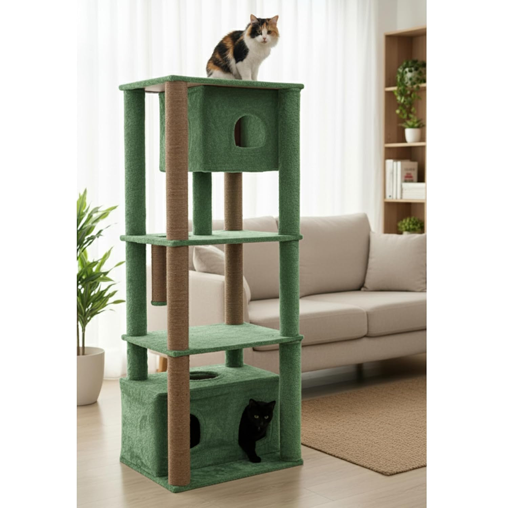 Furrlovers Large Multilevel Cat Tree Tower with Scratching Posts & Condo (Green)
