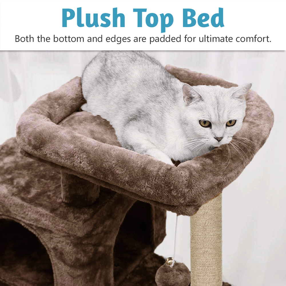Furrlovers Kitten Cat Tree Scratching Post with Ladder, Condo & Jute Rope (Brown)