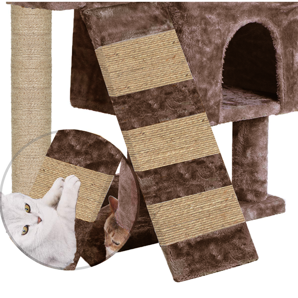 Furrlovers Kitten Cat Tree Scratching Post with Ladder, Condo & Jute Rope (Brown)