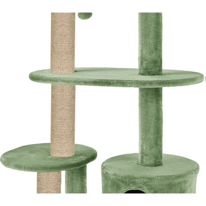 Furrlovers Multi Level Plush Cat Tree with Condo & Sisal Scratching Posts (Green)