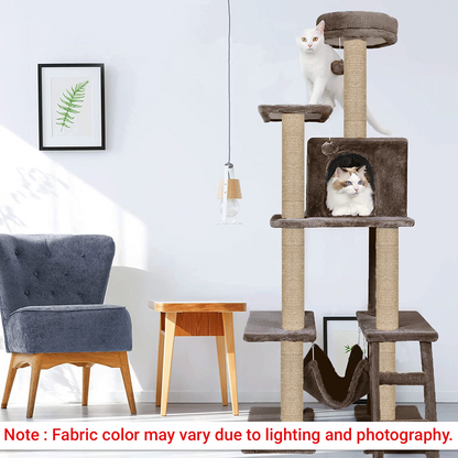 Furrlovers Multi Storey Cat Tree with Hammock, Condo & Scratching Posts (Brown)
