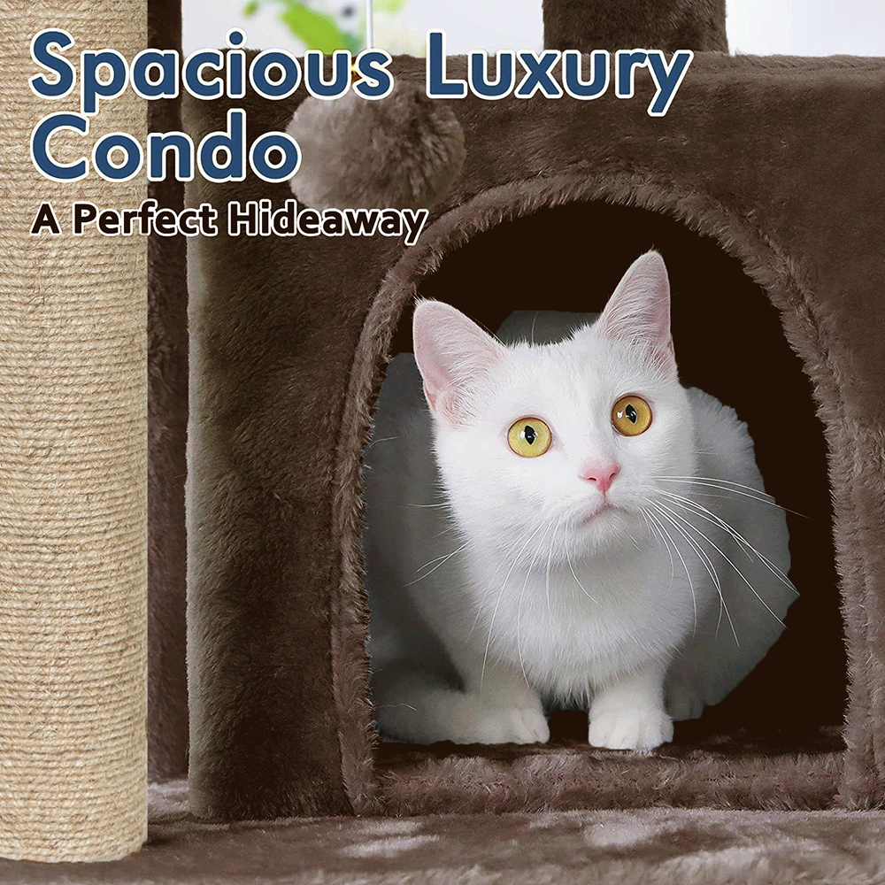 Furrlovers Multi Storey Cat Tree with Hammock, Condo & Scratching Posts (Brown)