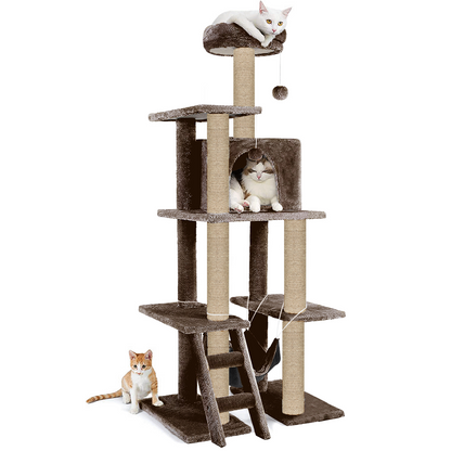 Furrlovers Multi Storey Cat Tree with Hammock, Condo & Scratching Posts (Brown)