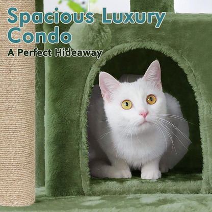 Furrlovers Multi Storey Cat Tree with Hammock, Condo & Scratching Posts (Green)