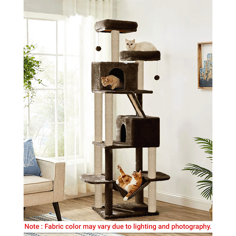Furrlovers Multi Storey Cat Tree with Hammock, Condo & Sisal Scratching Posts (Brown)