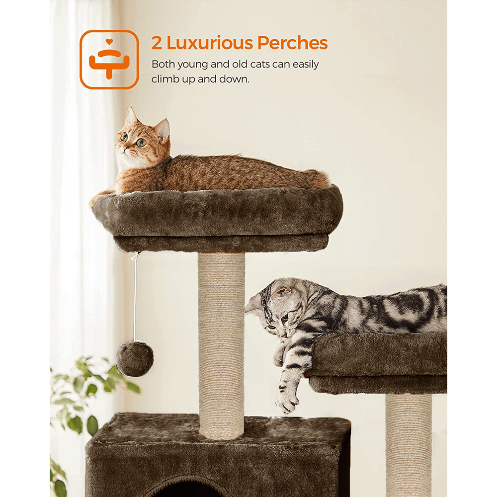 Furrlovers Multi Storey Cat Tree with Hammock, Condo & Sisal Scratching Posts (Brown)