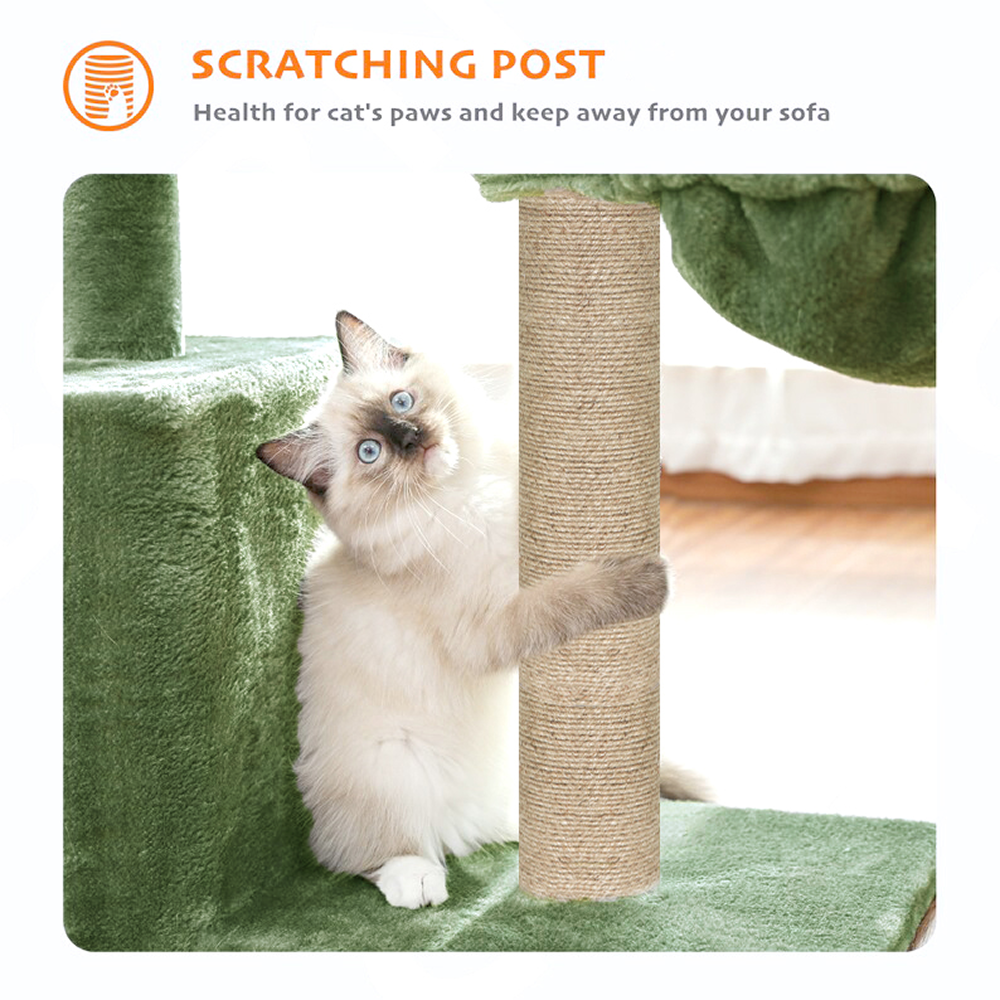 Furrlovers Multilevel Activity Tower with Plush Hammock and Perch Seats for Cats (Green)