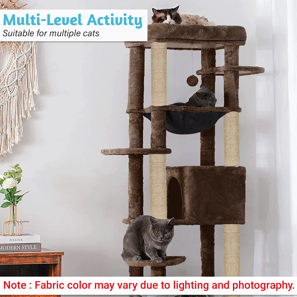 Furrlovers Multilevel Cat Climbing Tower with Top Bed and Multiple Seats (Brown)