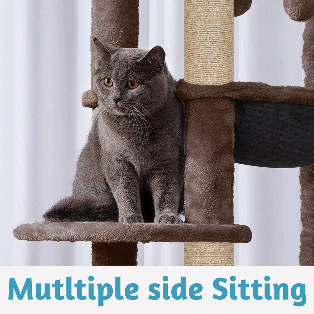 Furrlovers Multilevel Cat Climbing Tower with Top Bed and Multiple Seats (Brown)