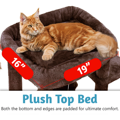 Furrlovers Multilevel Cat Climbing Tower with Top Bed and Multiple Seats (Brown)