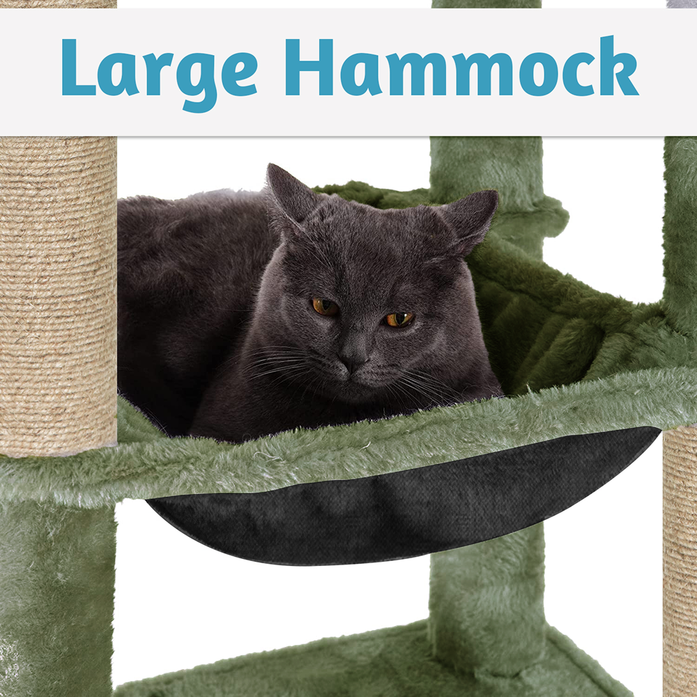 Furrlovers Multilevel Cat Climbing Tower with Top Bed and Multiple Seats (Green)