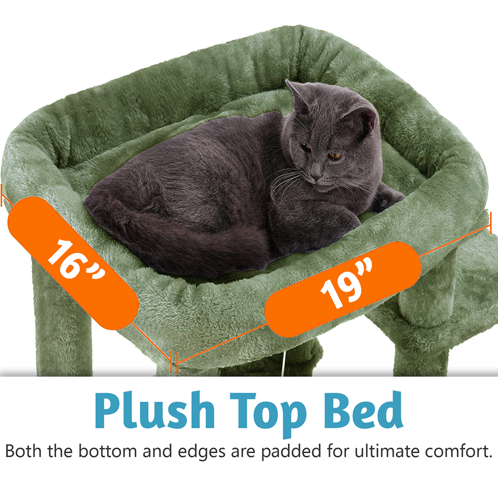 Furrlovers Multilevel Cat Climbing Tower with Top Bed and Multiple Seats (Green)