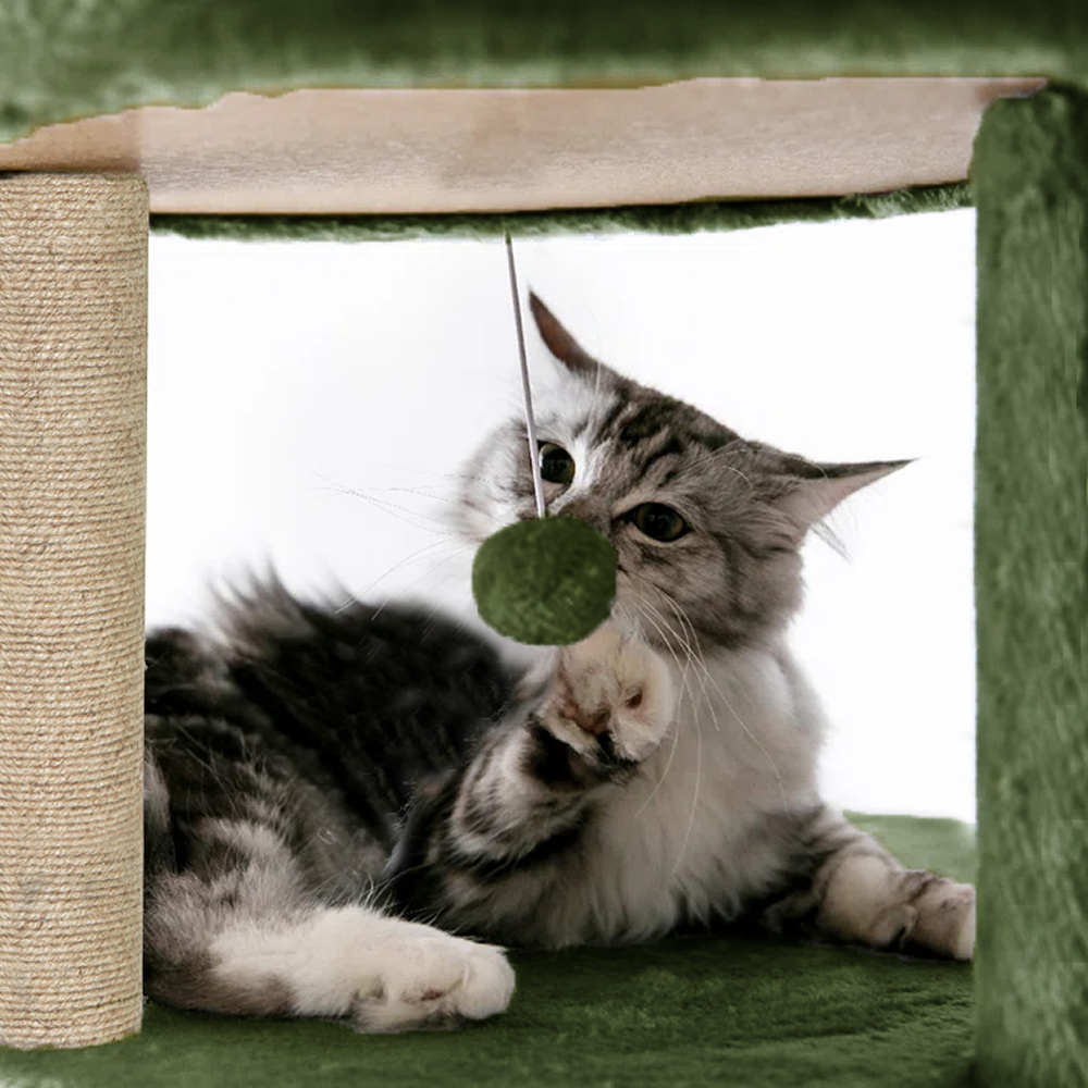 Furrlovers Multi Level Cat Tree Tower with Scratching Posts, Hammock & Condo (Green)
