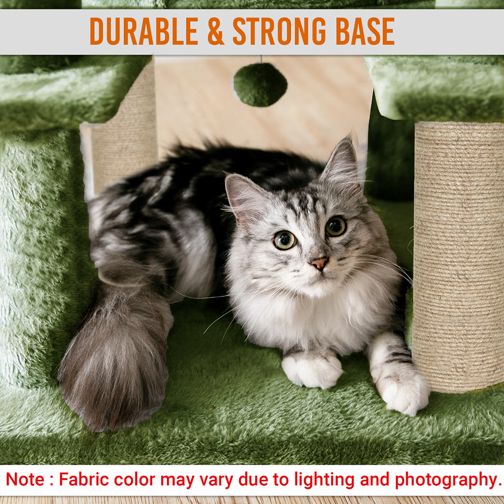 Furrlovers Multi Level Cat Tree Tower with Scratching Posts, Hammock & Condo (Green)