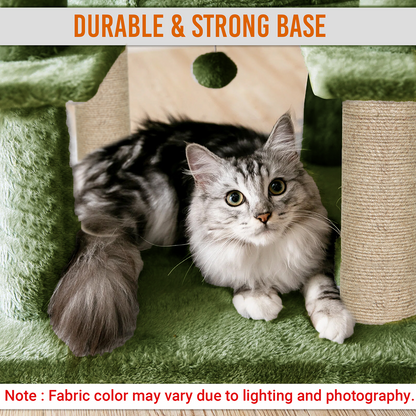Furrlovers Multi Level Cat Tree Tower with Scratching Posts, Hammock & Condo (Green)