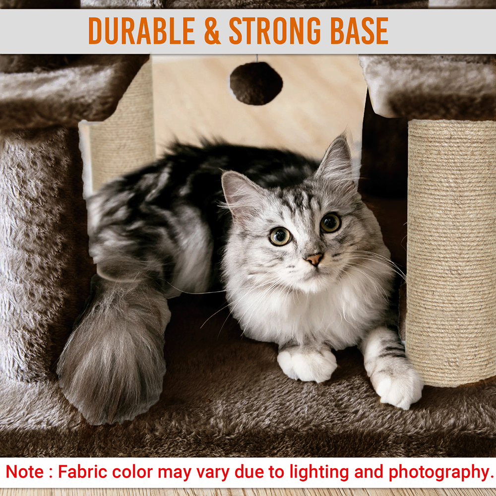 Furrlovers Multi Level Cat Tree Tower with Scratching Posts, Hammock & Condo (Brown)