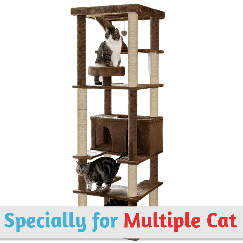 Furrlovers Multilevel Cat Tree with Condo, Ladder & Jute Rope Scratching Posts (Brown)