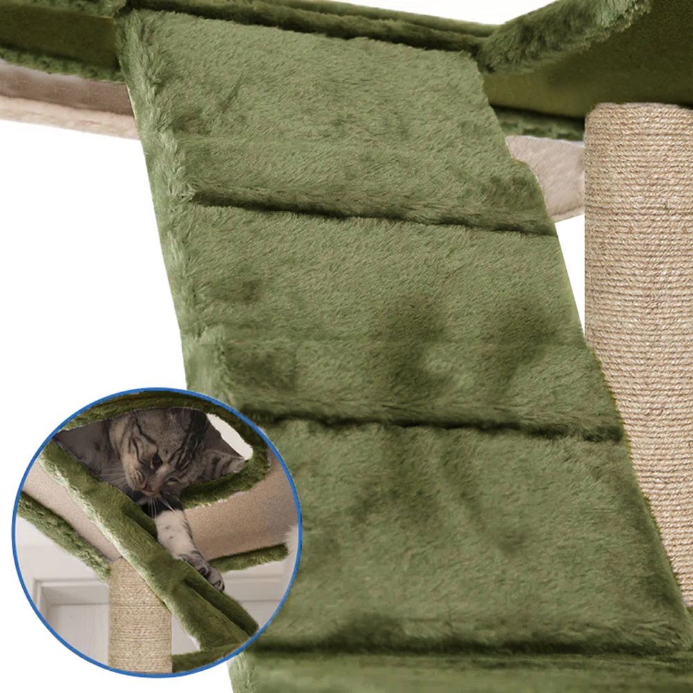 Furrlovers Multilevel Cat Tree with Condo, Ladder & Jute Rope Scratching Posts (Green)