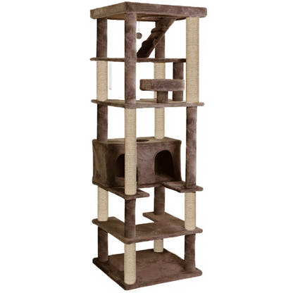 Furrlovers Multilevel Cat Tree with Condo, Ladder & Jute Rope Scratching Posts (Brown)