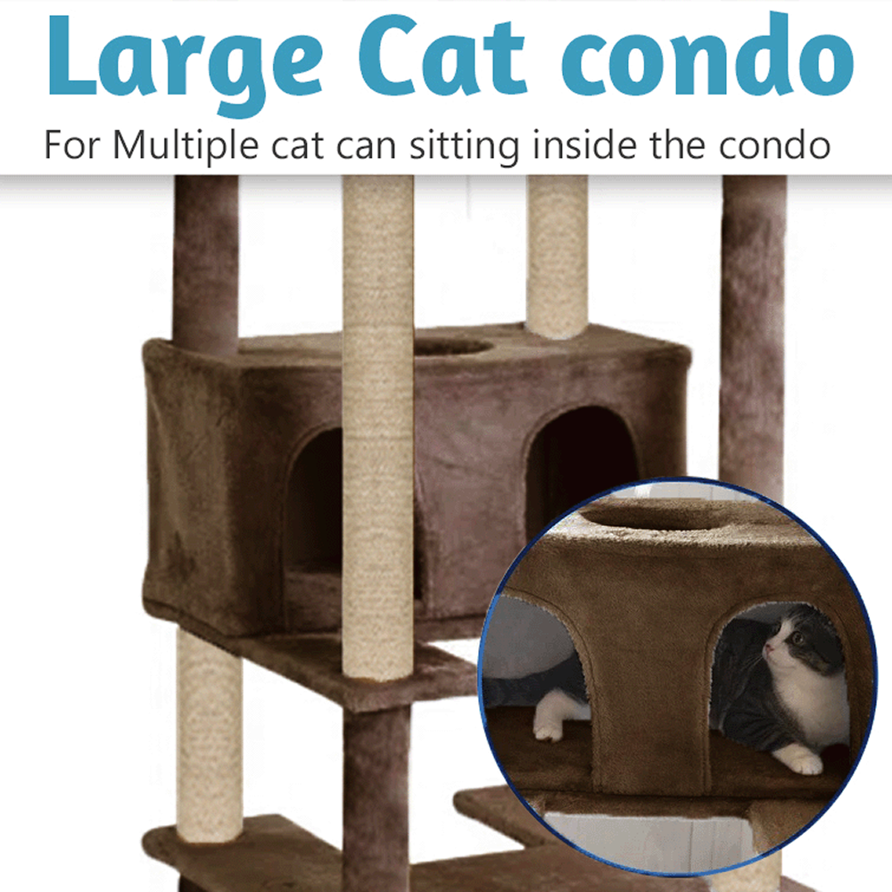 Furrlovers Multilevel Cat Tree with Condo, Ladder & Jute Rope Scratching Posts (Brown)