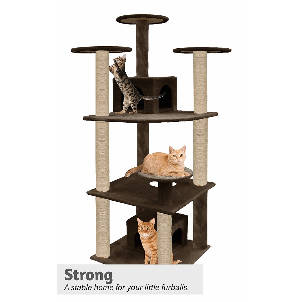 Furrlovers Multilevel Cat Tree with Condo & Jute Rope Scratching Posts (Brown)