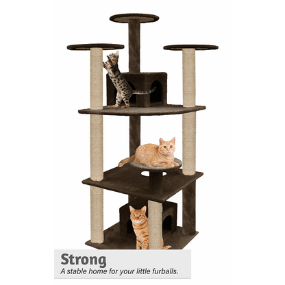 Furrlovers Multilevel Cat Tree with Condo & Jute Rope Scratching Posts (Brown)