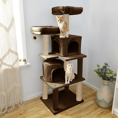 Furrlovers Multilevel Cat Tree with Condo, Perches & Jute Rope Scratching Posts (Brown)