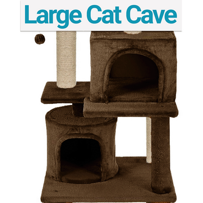Furrlovers Multilevel Cat Tree with Condo, Perches & Jute Rope Scratching Posts (Brown)